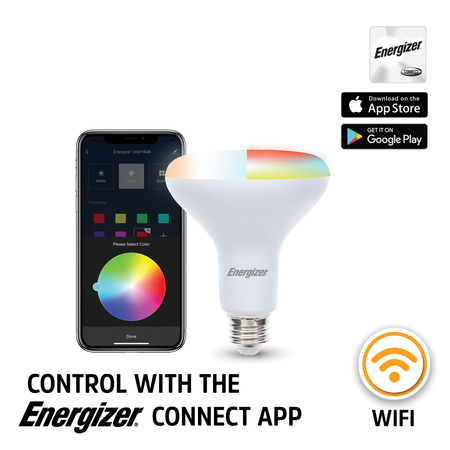 Energizer BR30 800-Lumen Smart Wi-Fi Multiwhite and Multicolor LED Flood Light Bulb EBC2-1002-RGB